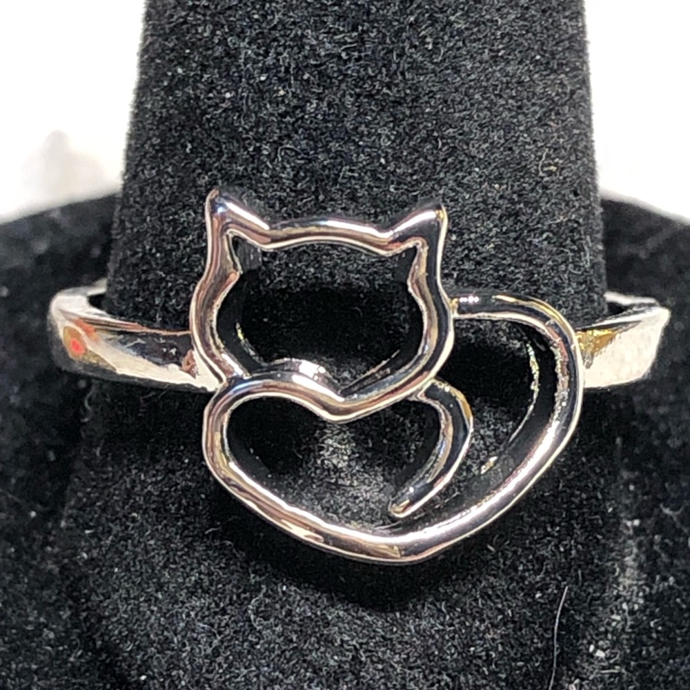 LAST CHANCE 🐈‍⬛Pretty silhouette cat ring-costume ring -size7